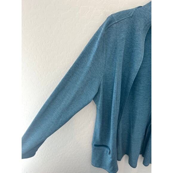 LOGO LORI GOLDSTEIN | Blue Lounge Athleisure Soft Long Length Open Cardigan |XL - Picture 3 of 8